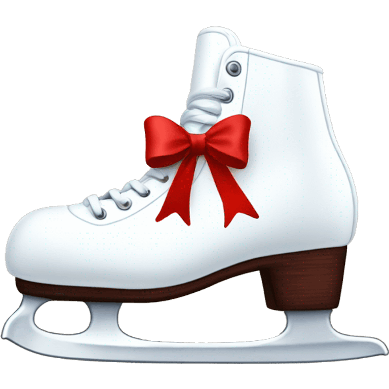 white ice skates with a red bow wrapped around it entirely  emoji