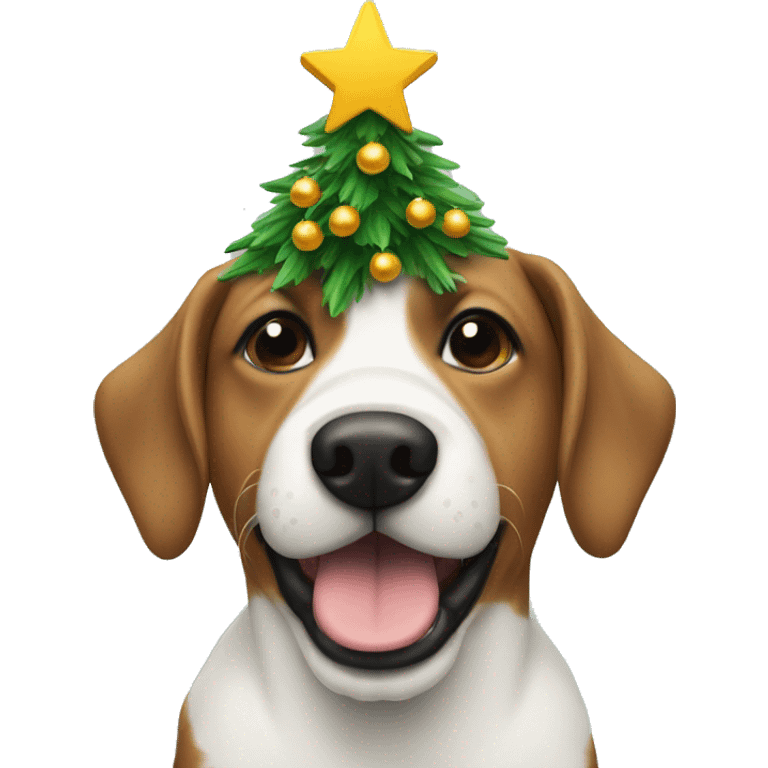 Dog with christmas tree on head emoji