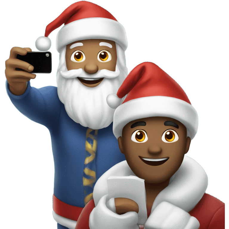 Man taking selfie with Santa  emoji