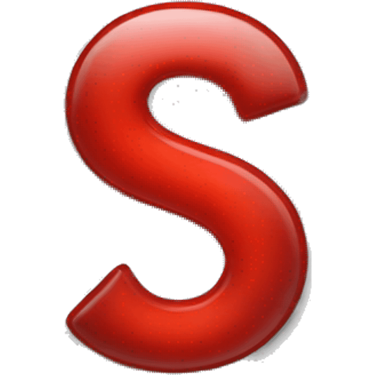 Red letter s in moonlightning font, black outline emoji