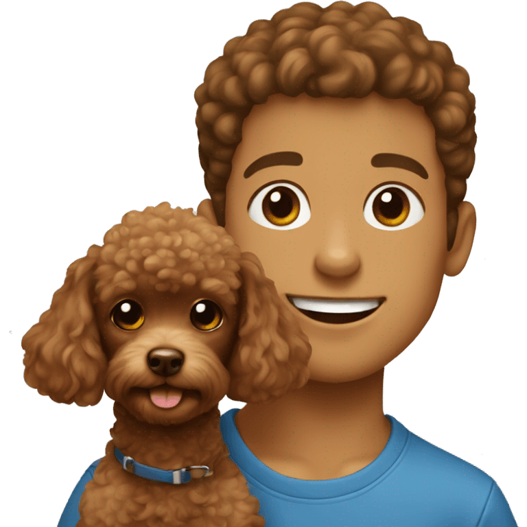 a boy with a brown toy poodle emoji