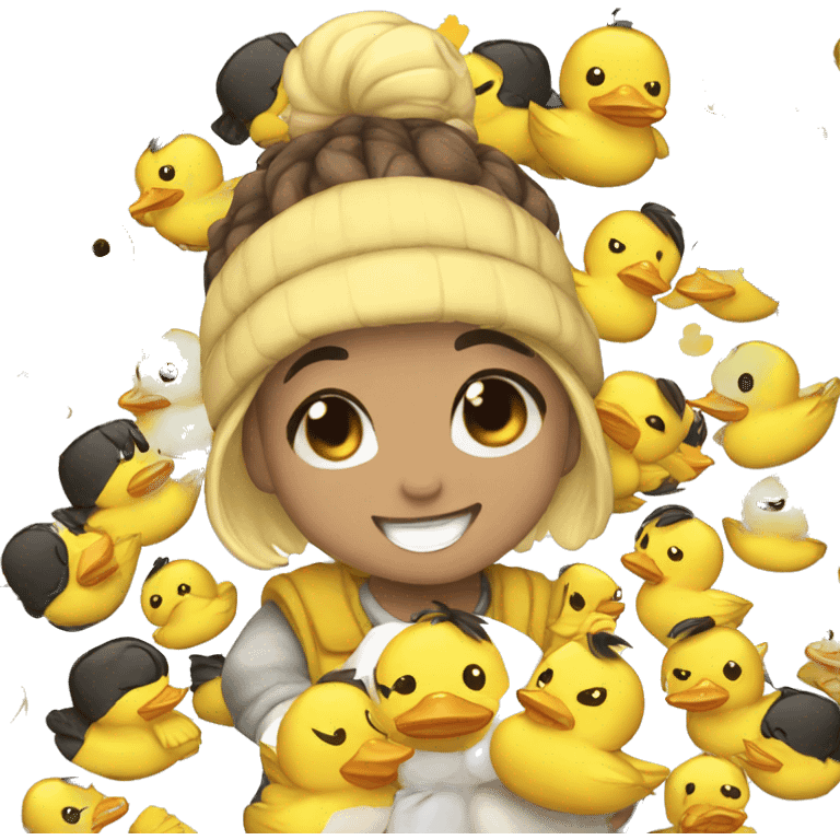 Happy and yellow duck style chibi emoji