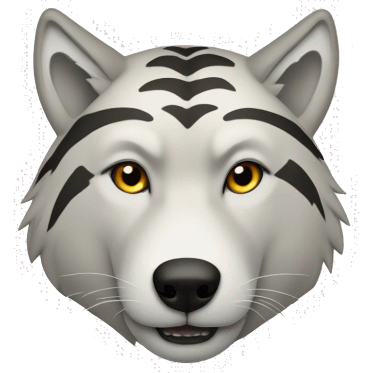 Wolf with a tiger stripes color white. emoji