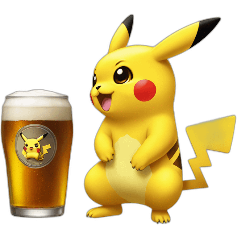 pikachu drink a beer emoji