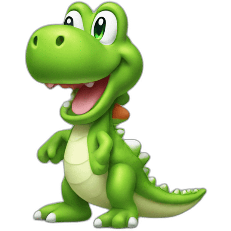 Yoshi with long tongue sticking out emoji