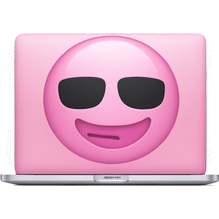 Pink MacBook with film for screen emoji