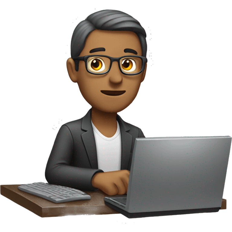 man with computer working emoji