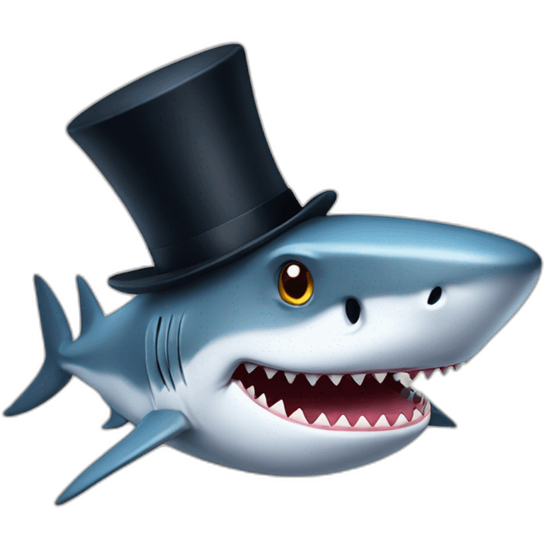 Shark with a top hat emoji