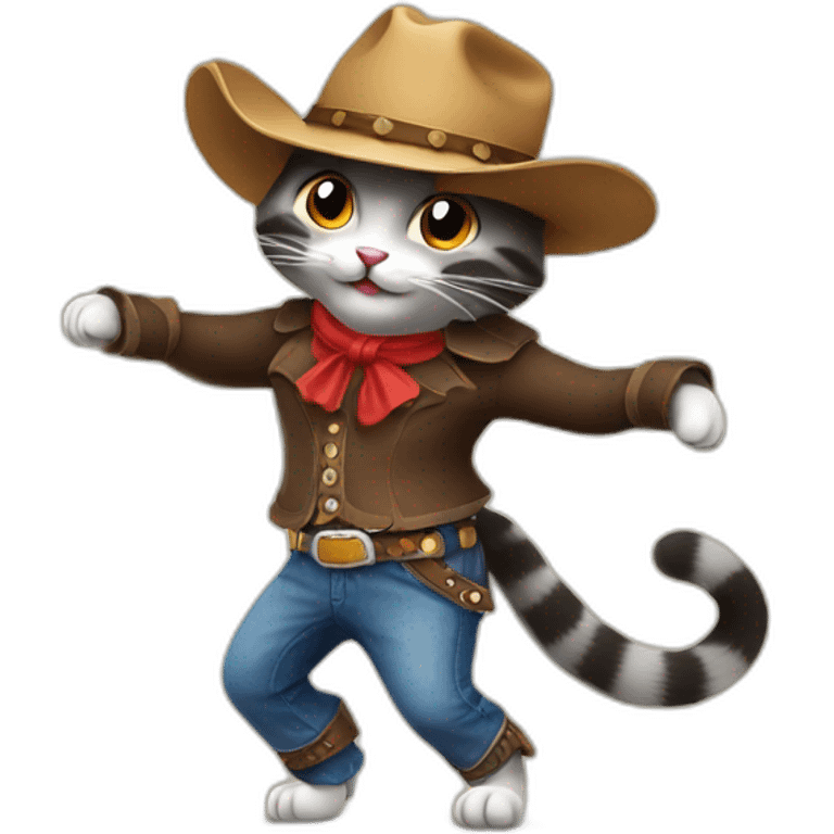 cat wearing cowboy hat dancing tango emoji