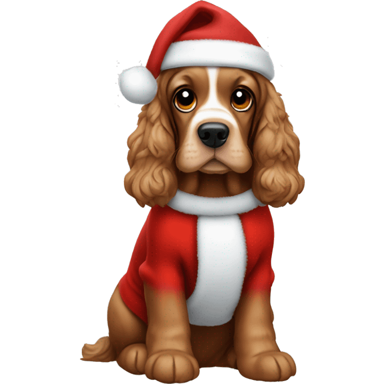 Cocker spaniel dressed as Santa  emoji