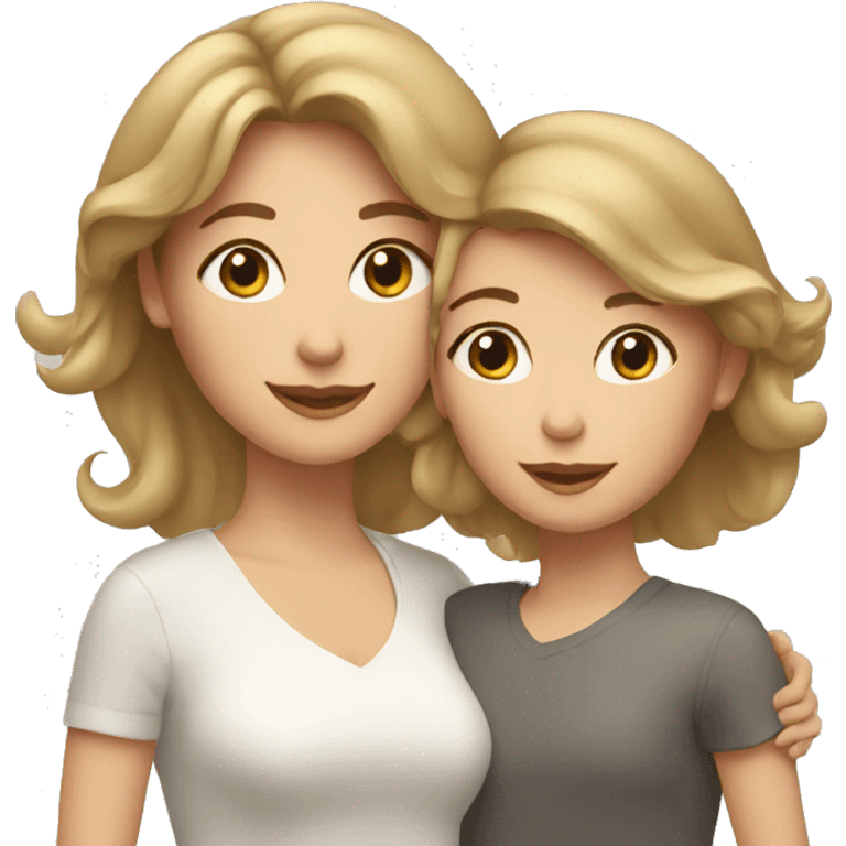 Mom with dark blond hair with 2 daughters emoji