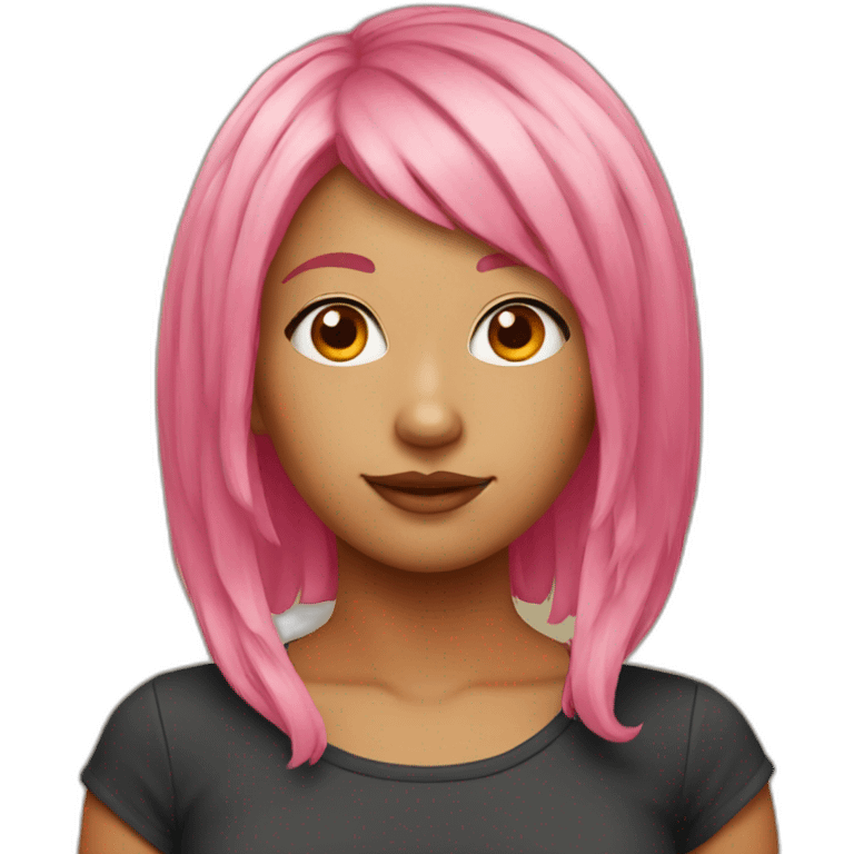 pink hair with orange bangs emoji