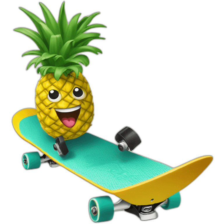 Ananas faisant du skateboard sur une vague emoji