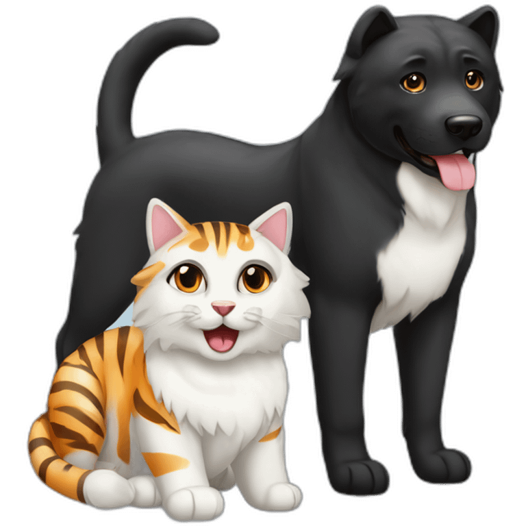 cat-tiger-with-samoyed-and-black-labrador emoji