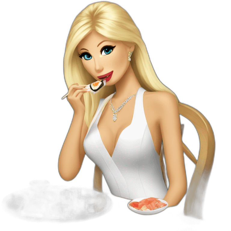 Paris hilton eating sushis emoji