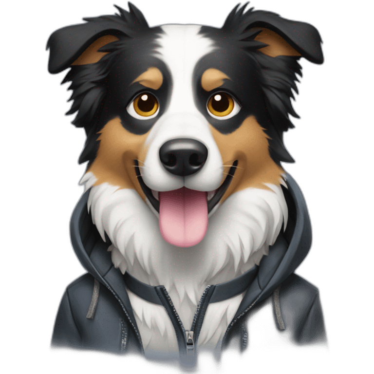 Border collie with a sunglasses and jacket  emoji