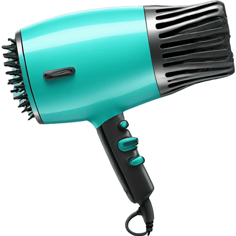 Realistic isolated turquoise hair dryer emoji