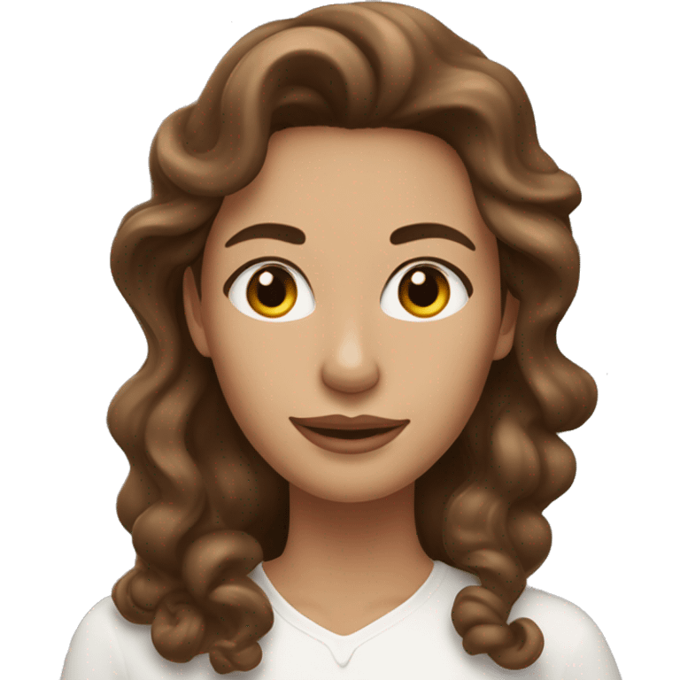 A woman with long curled brown hair with white skincare cream on her face  emoji