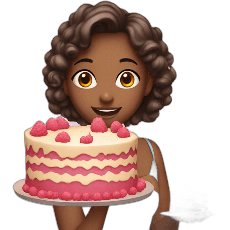 a girl with a cake emoji