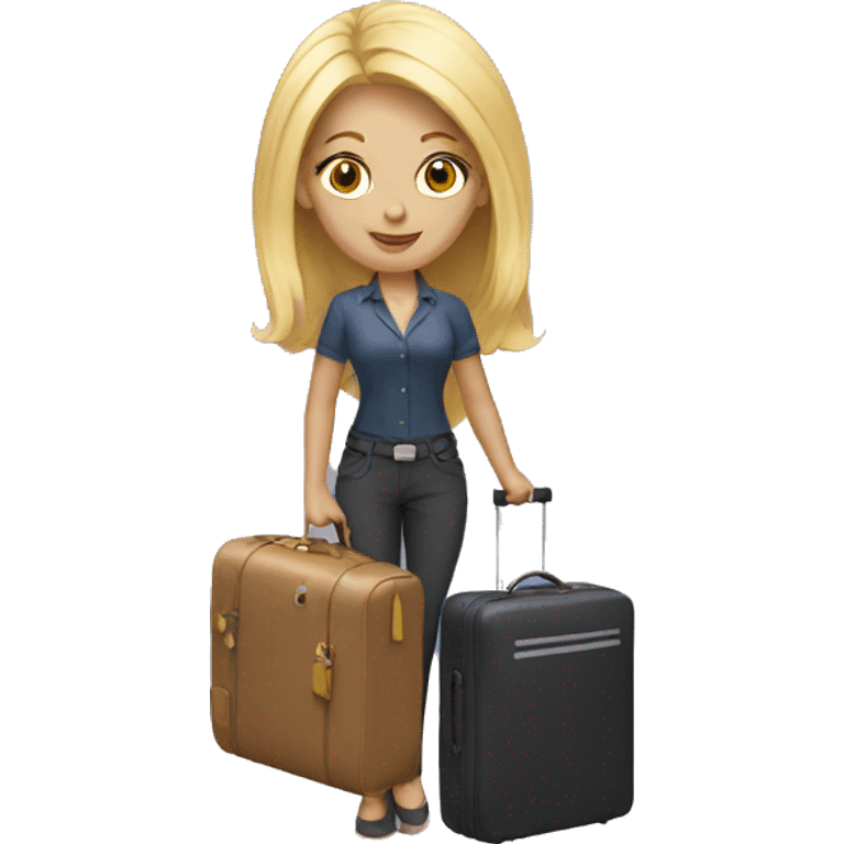 blonde woman with luggage emoji