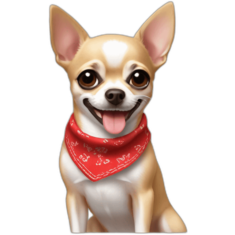 side pic chihuahua smiling with a red bandana emoji