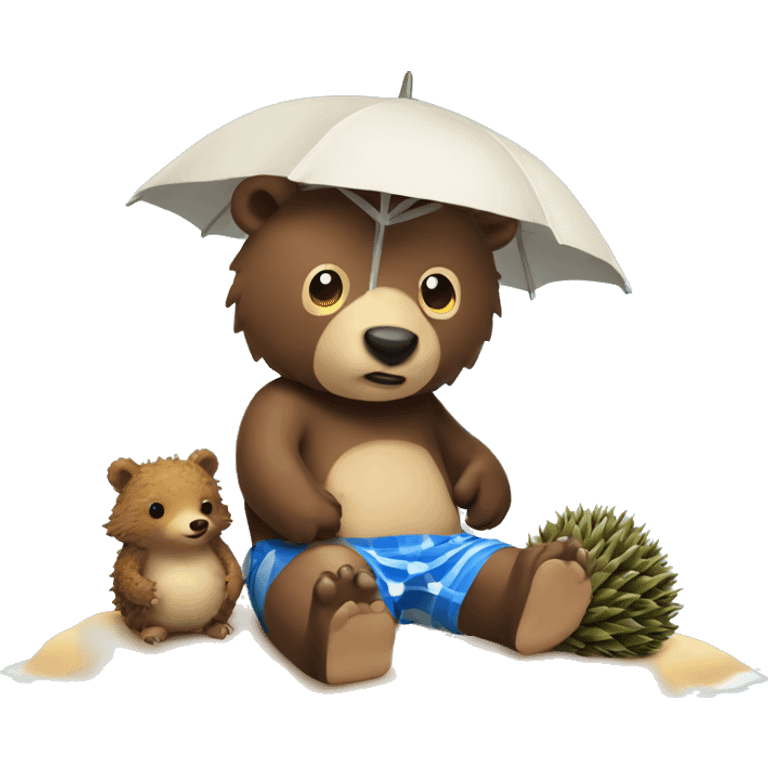 Beach bear and hedgehog emoji