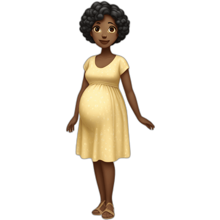 One full body black pregnant lady with very short blackish brownish 4c hair mid 20’s in summer dress emoji