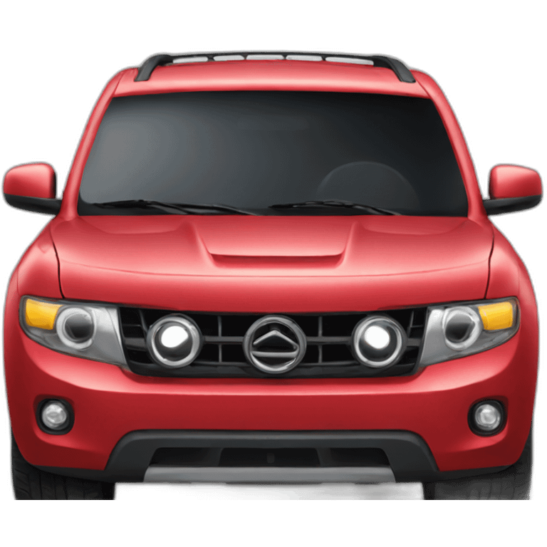 red suv with eyes emoji