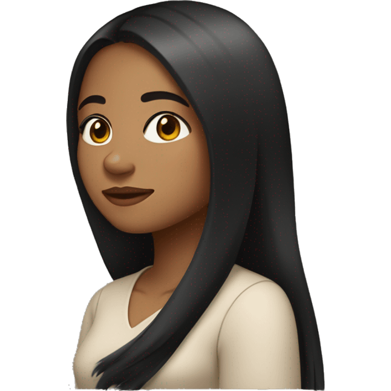 A young woman with light brown skin, black long straight hair  emoji