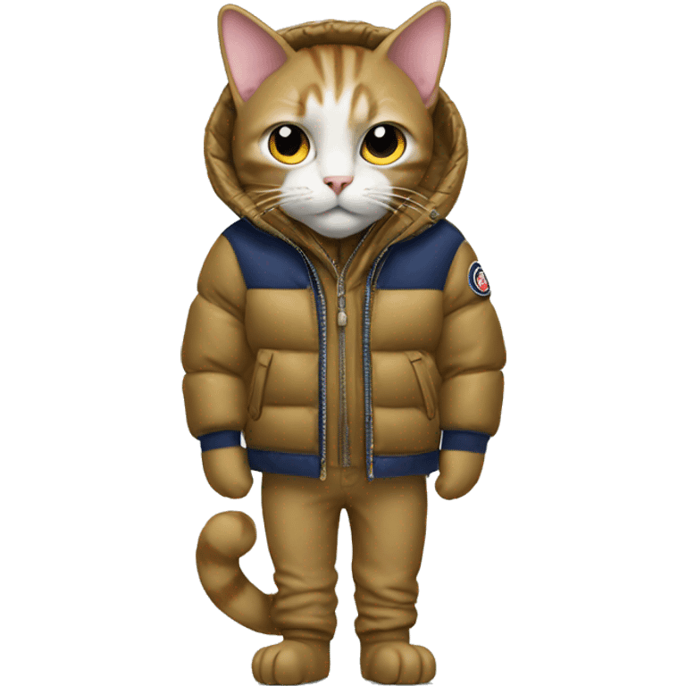 cat wearing moncler jacket  emoji