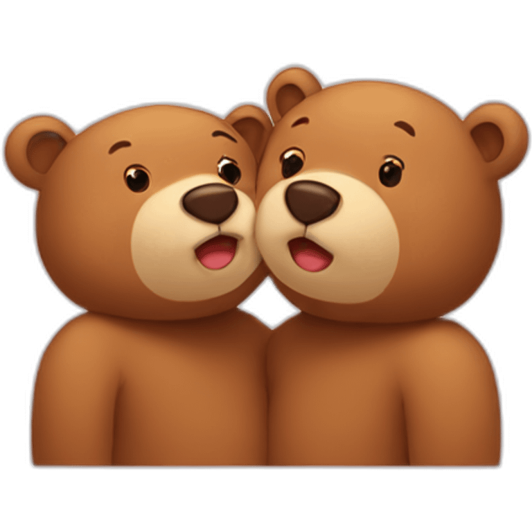 Female bear and male bear kissing, face only, with hearts above them emoji