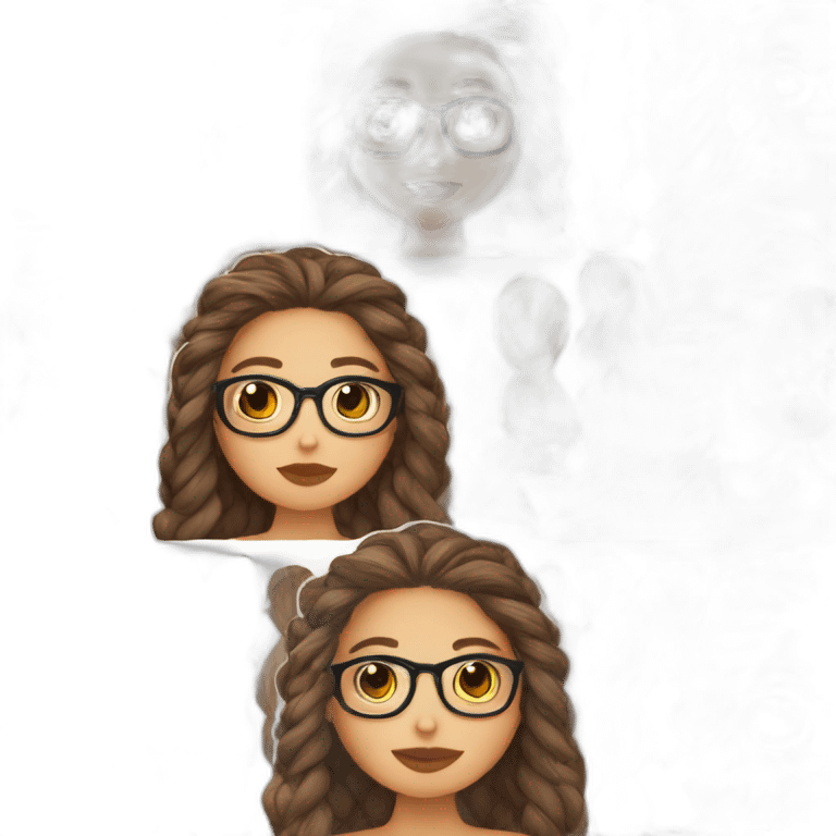 Mujer con braids box tings long hair castaño con gafas emoji