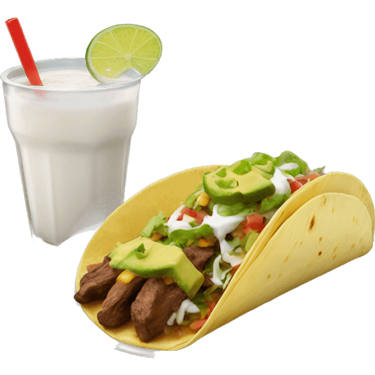 tacos de asada with an horchata emoji