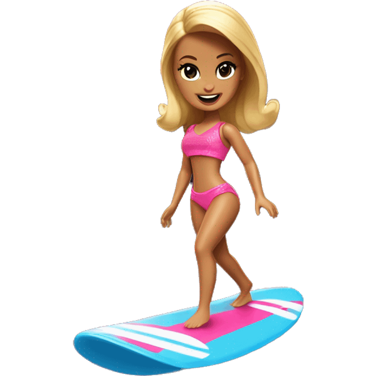 A Barbie surfing on Lava emoji