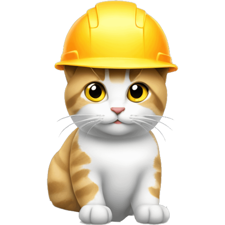 Cat with high visibility vest and hard hat  emoji