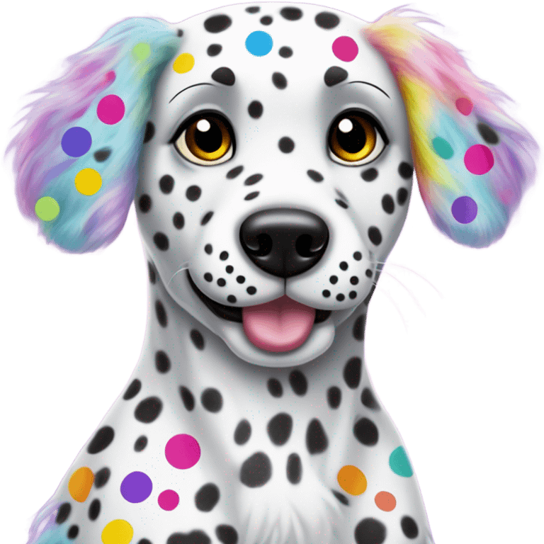 Lisa Frank Dalmatian with rainbow spots on fur emoji