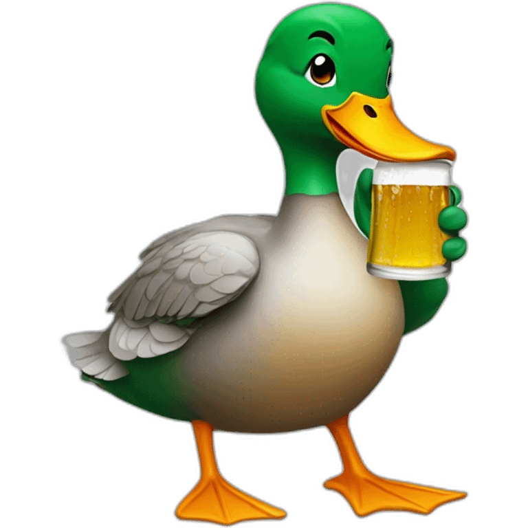 Duck drinking beer emoji