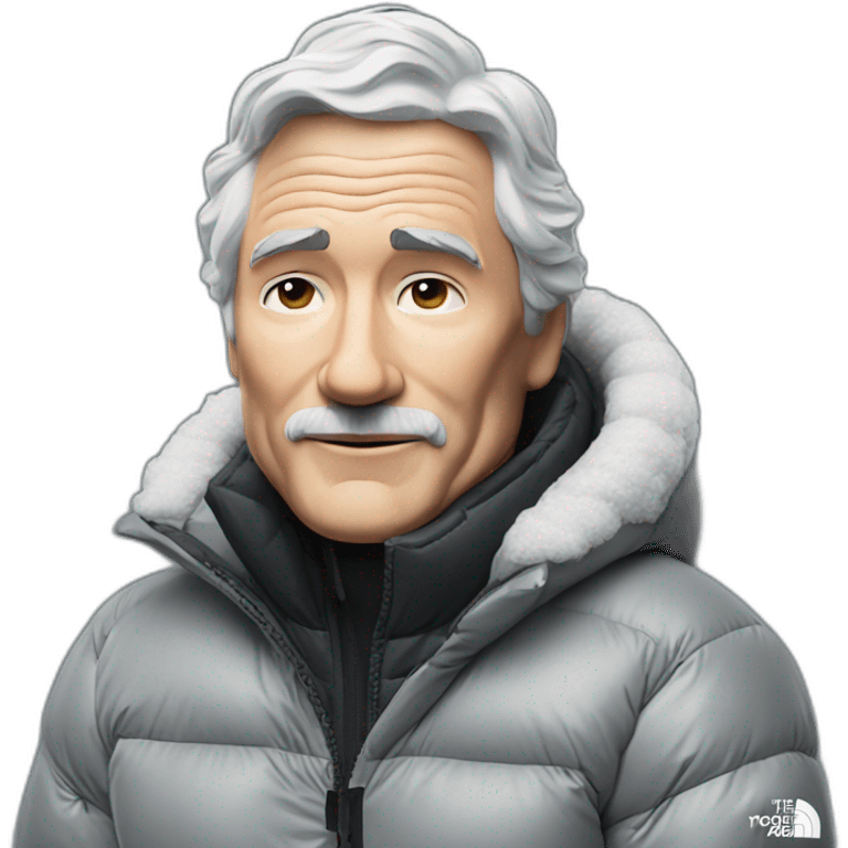 60 years old white men with puffy jacket supreme x north face emoji