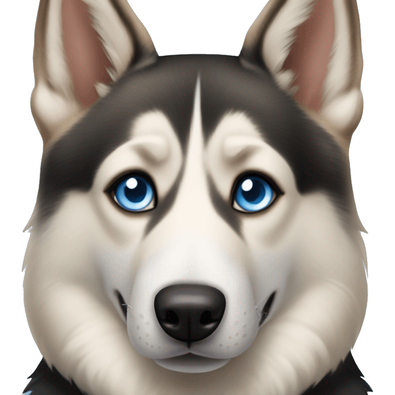 Husky and German shepherd mix dog with two blue eyes emoji