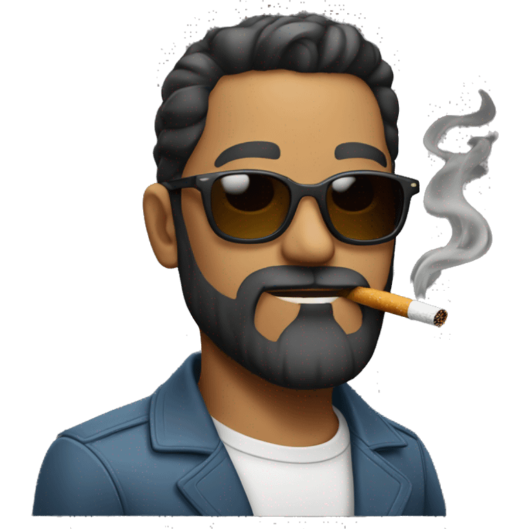 A man with sunglasses and a beard smoking a cigarette  emoji