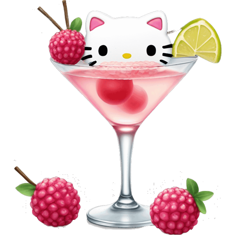 hello kitty with lychee martini emoji