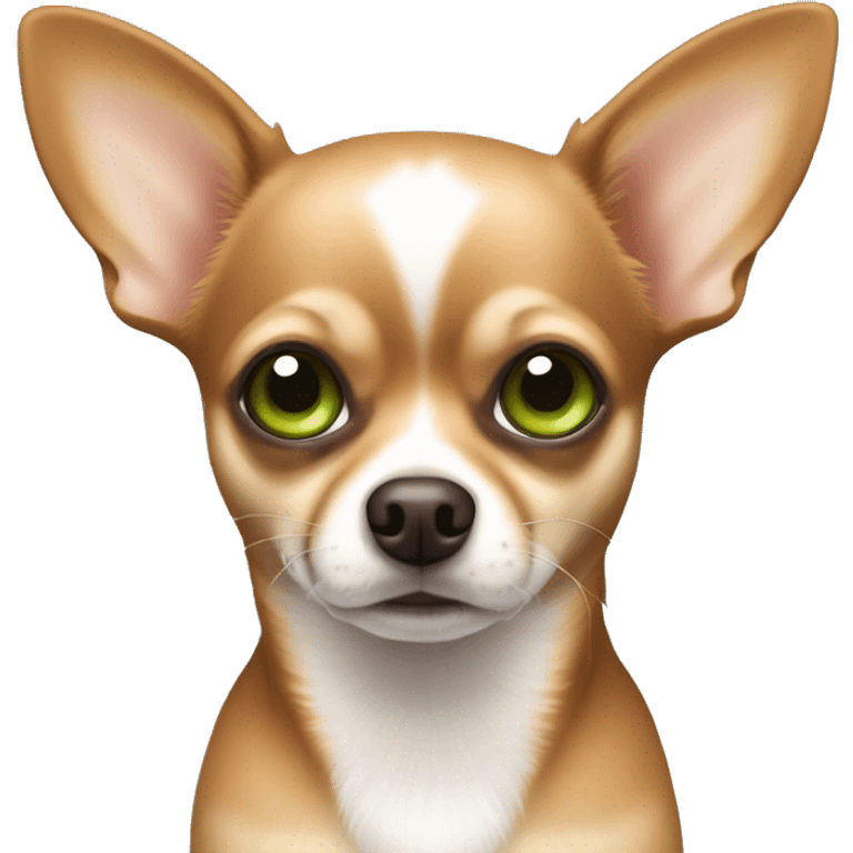 chihuahua mit braunen flecken und grünen augen emoji