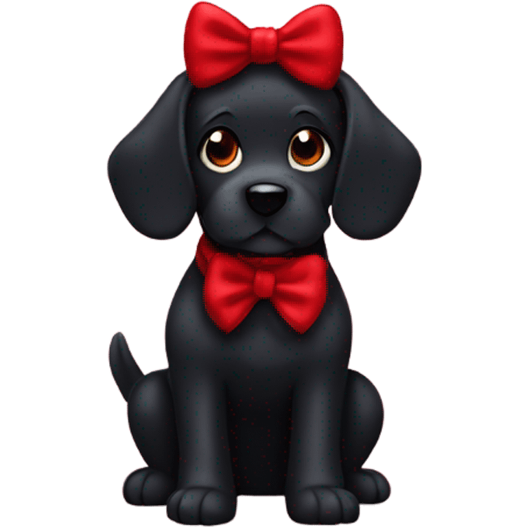 black dog with a red velvet bow  emoji