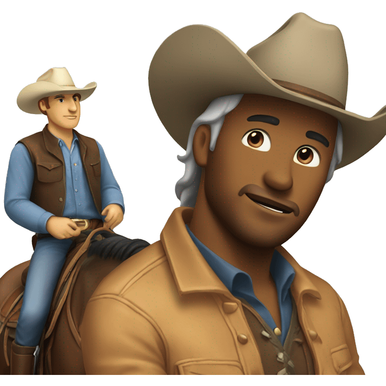 man with a cowboy hat sitting on a horse as the horse buck emoji