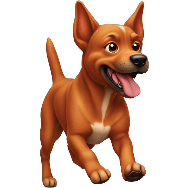 realistic solid red dog with pointed ears running emoji