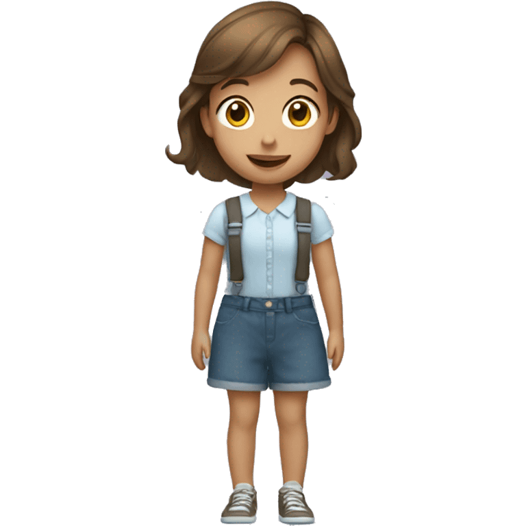 A little girl with short brown hair and braces emoji