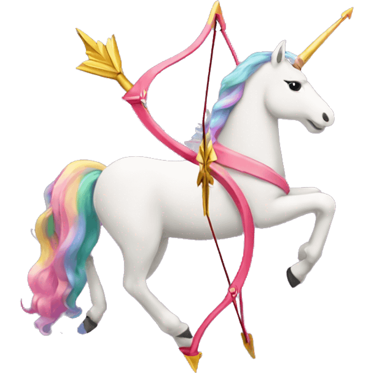 Arrow and bow with an Unicorn holding them emoji