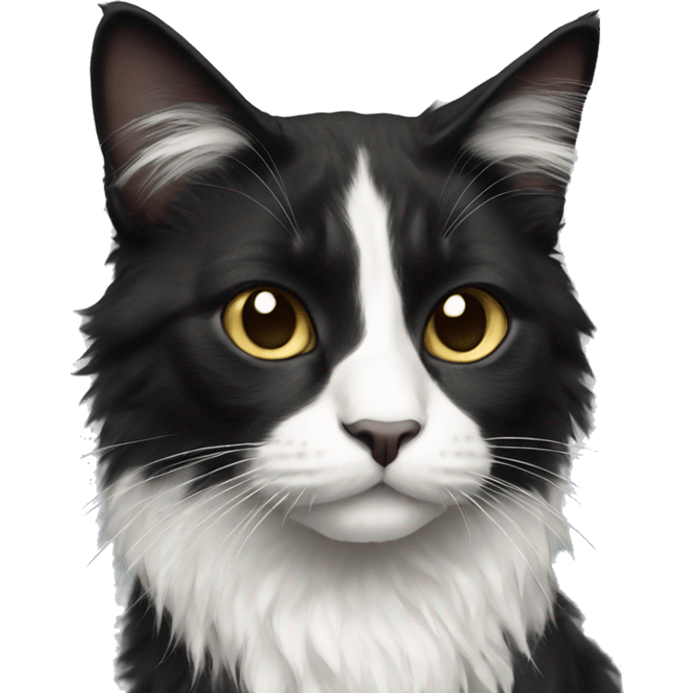 black and white cat long haired emoji