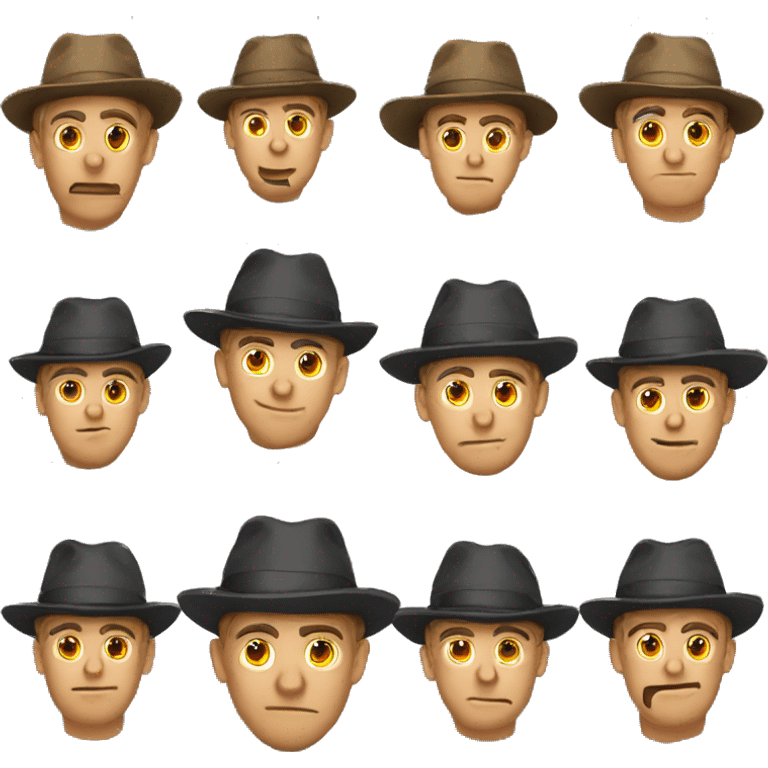 Man wearing 5 hats emoji