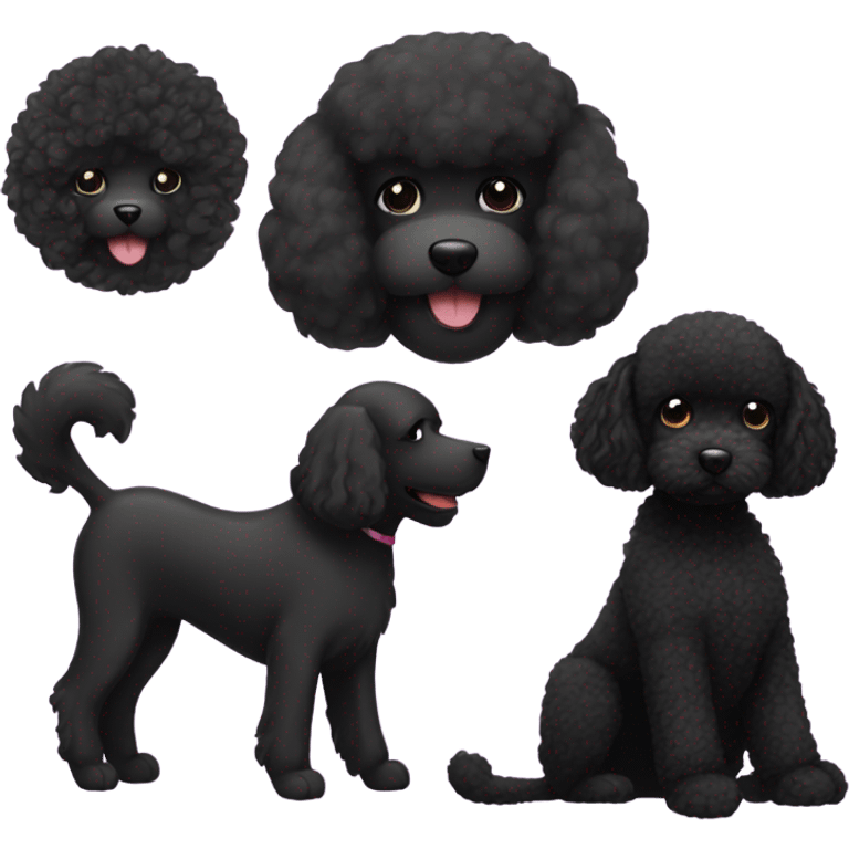 Black cat and black poodle emoji